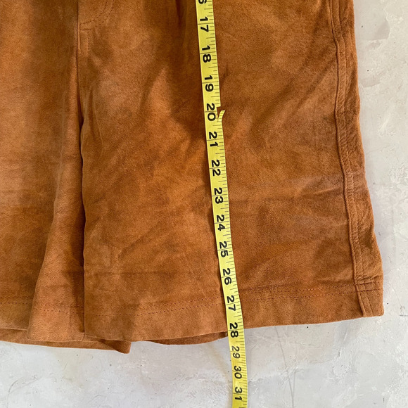 Vintage 90s Western Boho Cottagecore Suede Leather Overall Romper Shorts Sz M - Picture 10 of 10